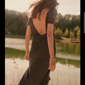 Sezane Luce Dress NWT size S. Black with white polka dots